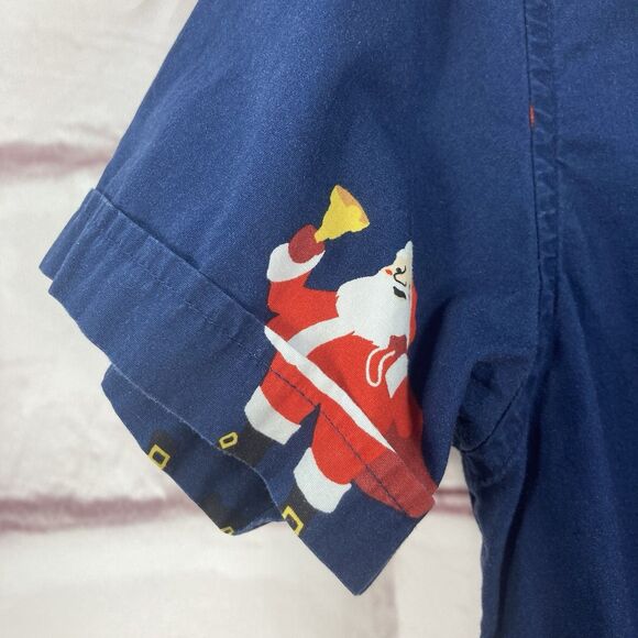 Denim & Flower Ricky Singh Santa Claus Button Up Short Sleeve Men’s-Medium Blue - Picture 7 of 13